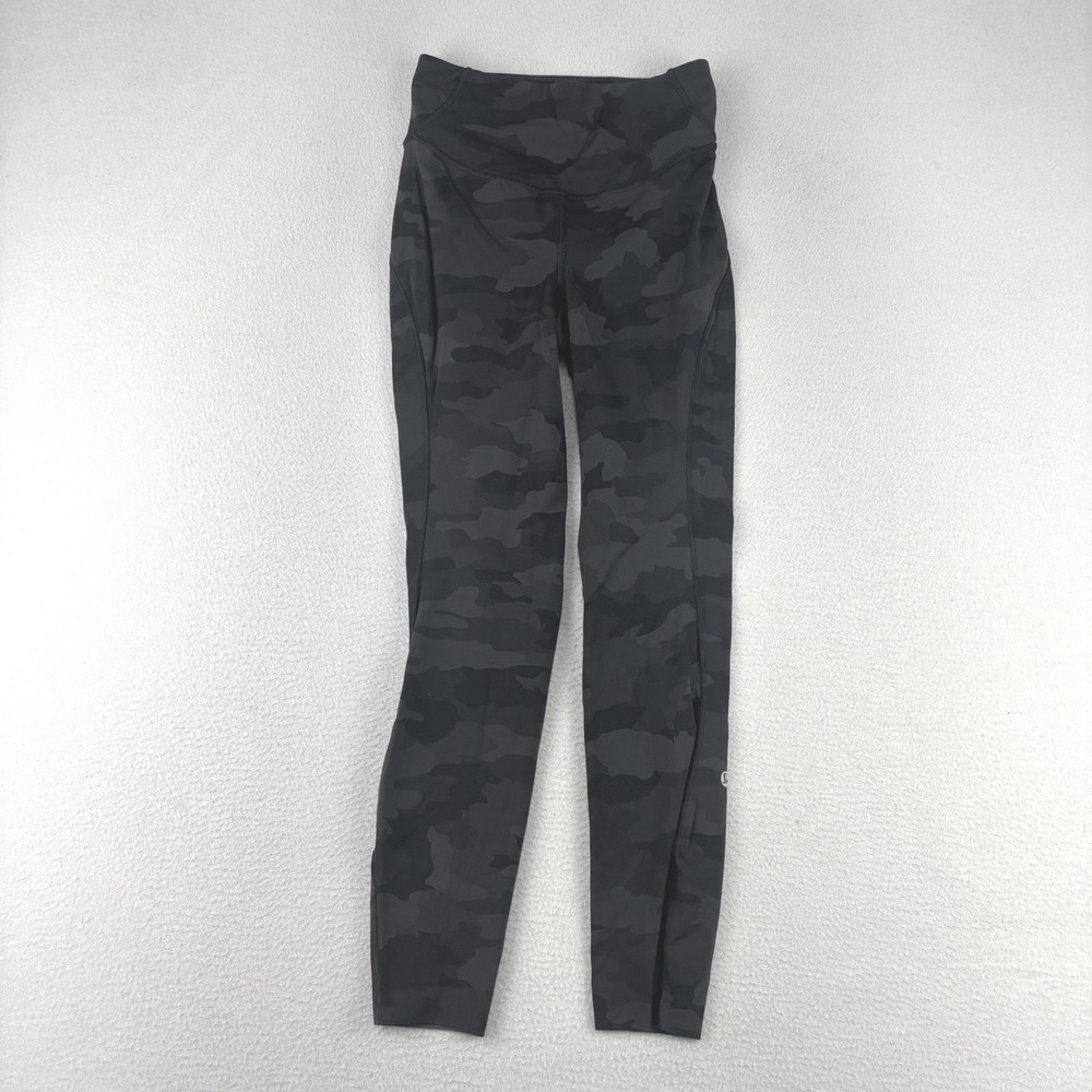 Lululemon Swift Speed High Rise Pant Women 4‎ Black Camo Yoga Leggings 23" Gym